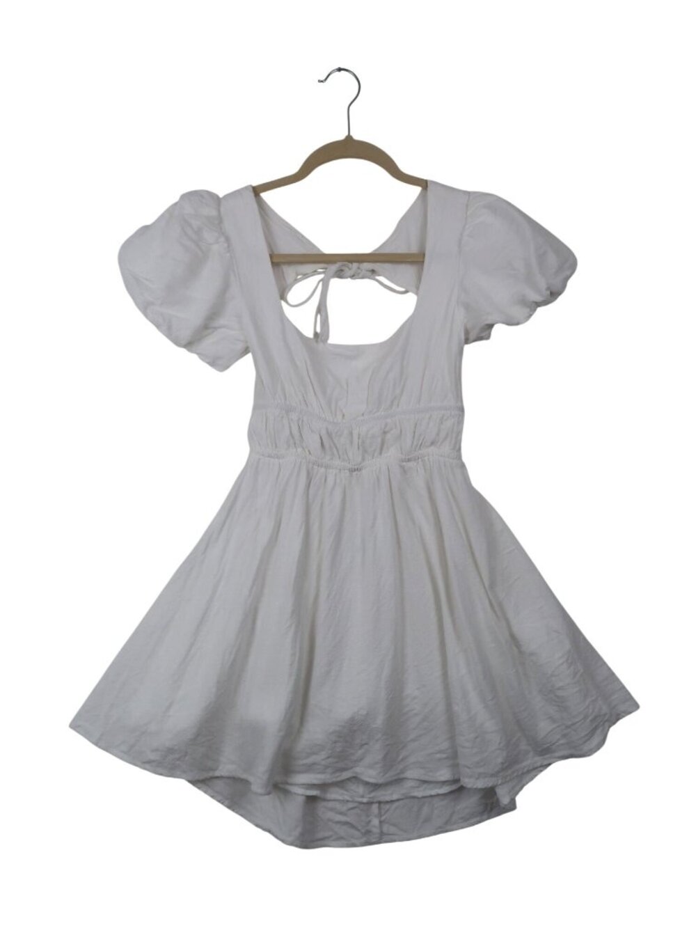 Thatssofetch 2 White Linen Blend Puff Sleeve Mini Dress Cottagecore Coquette
